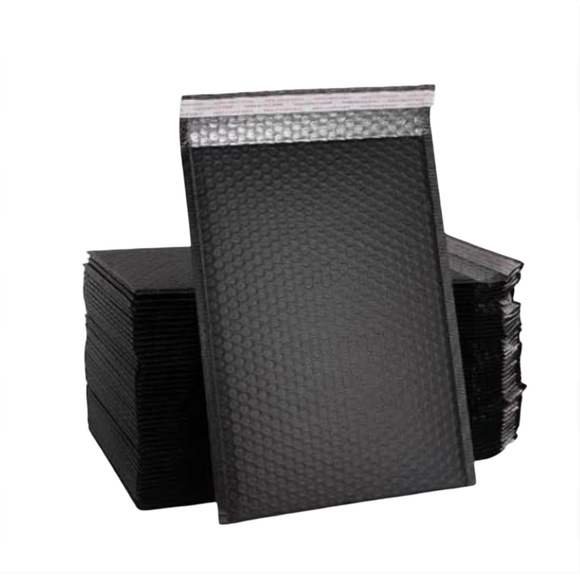 50 X Black Poly Bubble Mailers Envelopes + TY stickers Shipping Starter Pack - Picture 1 of 7